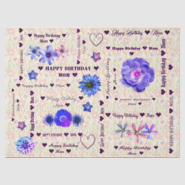 Papel De Seda Feliz Aniversário Personalizável Mãe Floral Chic