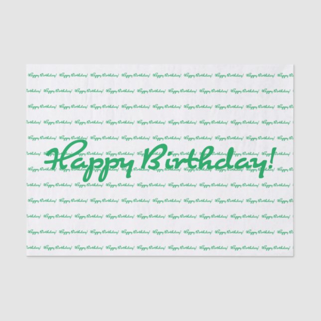 Papel De Seda Feliz aniversário! Repetir Padrão de Script Casual (Frente )