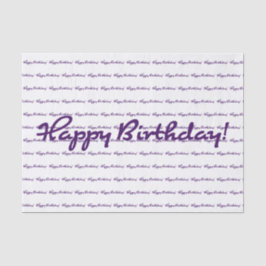 Papel De Seda Feliz aniversário! Script casual roxo escuro