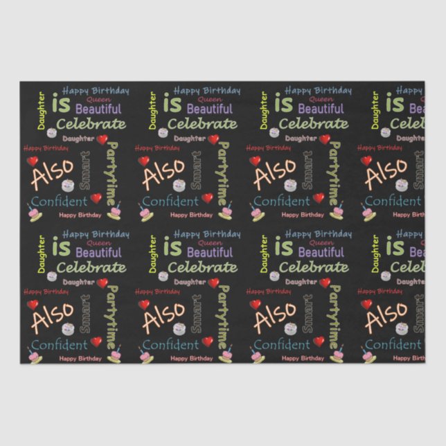 Papel De Seda Feliz Aniversário Tecido Filha (Frente )