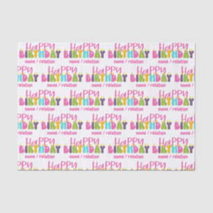 Papel De Seda Feliz Aniversário Velas Coloridas Personalizadas
