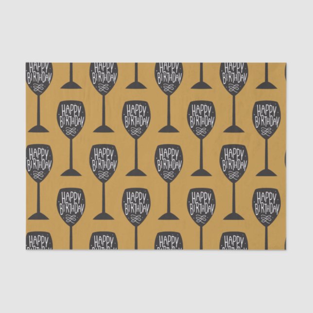 Papel De Seda FELIZ ANIVERSÁRIO VINHO VIDRO VIDRO Moderno Partid (Frente )