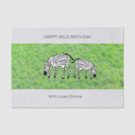 Papel De Seda Feliz Aniversário, Zebras Felizes e Bonitas