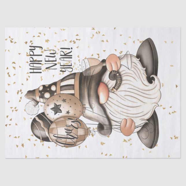 Papel De Seda Feliz ano novo Gnomo (Frente )