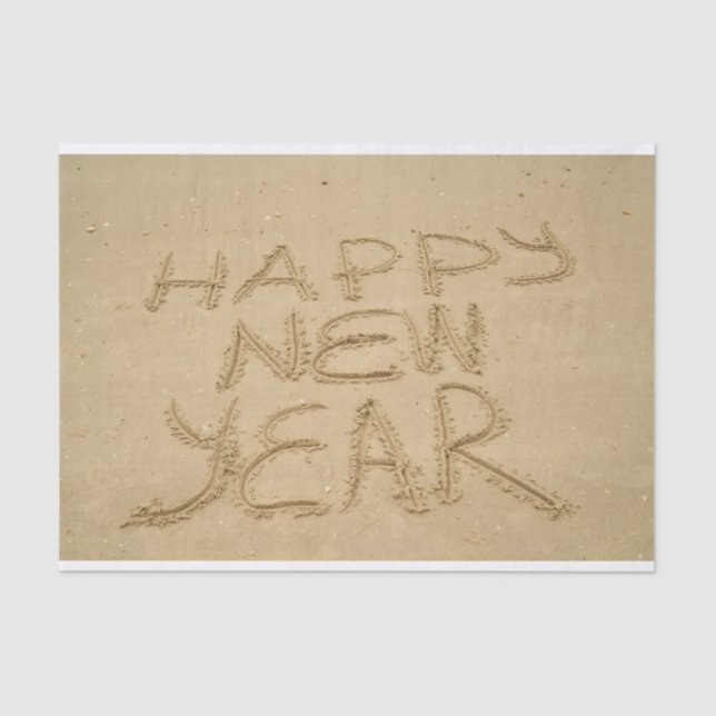 Papel De Seda Feliz ano novo na areia (Frente )