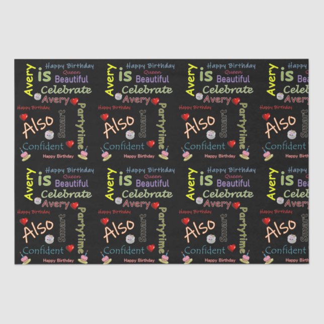 Papel De Seda Feliz Avery de Tecido de Aniversário (Frente )