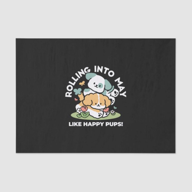 Papel De Seda Feliz Cachorro A Cair Em Maio - Arte Canina Kawaii (Frente )