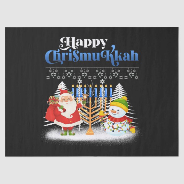 Papel De Seda Feliz Chrismukkah Natal Judeu Hanukkah (Frente )
