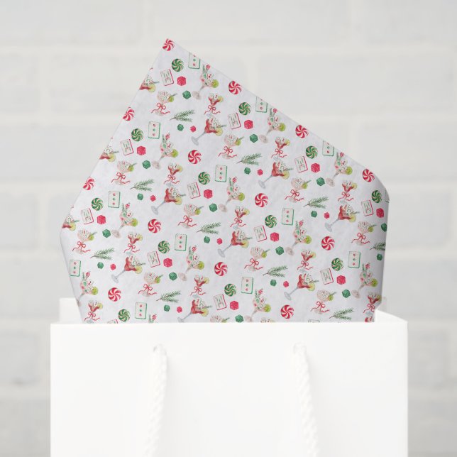 Papel De Seda Feliz de Aquarela Mahjong - Partido dos Cocktail d (Sacola de presentes)