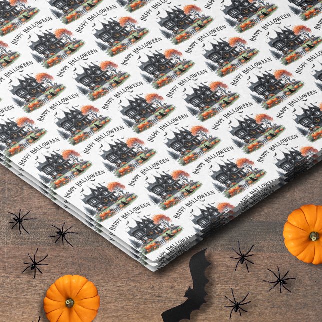 Papel De Seda Feliz Dia das Bruxas (Spooky Happy Halloween Tissue Paper )