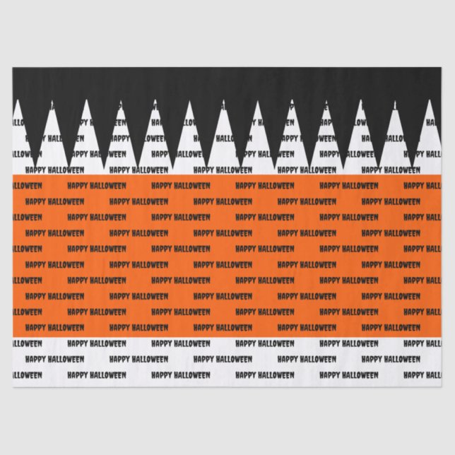 Papel De Seda Feliz Dia das Bruxas Laranja Personalizado (Frente )