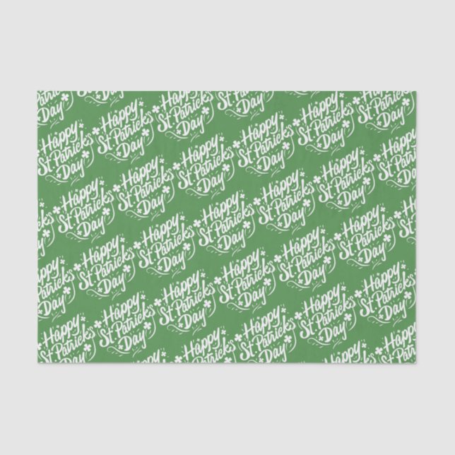 Papel De Seda Feliz Dia de São Patrício Irlandês do Shamrock Ver (Frente )