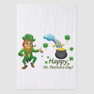 Papel De Seda Feliz Dia de São Patrício Leprechaun Arco-íris