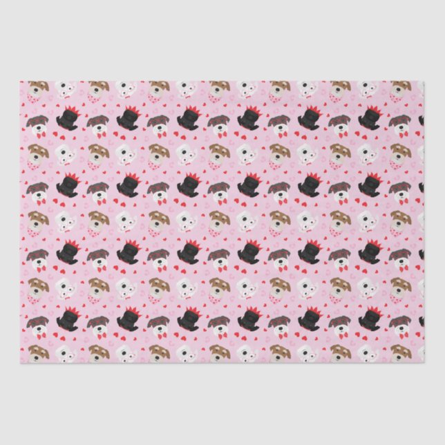 Papel De Seda Feliz Dia dos Namorados Cães Schnauzer (Frente )