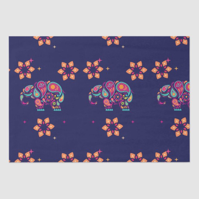 PAPEL DE SEDA FELIZ DIWALI INDIA INDIAN ELEPHANT MANDALA (Frente )