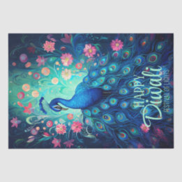 Papel De Seda Feliz Festival Diwali de Luzes Peacock