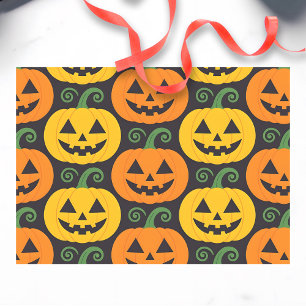 Papel De Seda Feliz Halloween Jack-O'-Lanternas e Vinhas Nadador