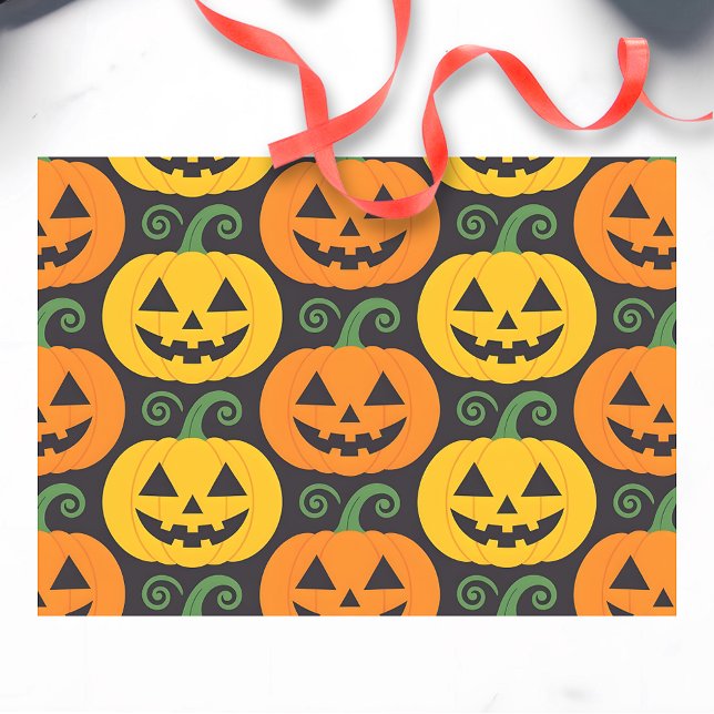 Papel De Seda Feliz Halloween Jack-O'-Lanternas e Vinhas Nadador (Criador carregado)