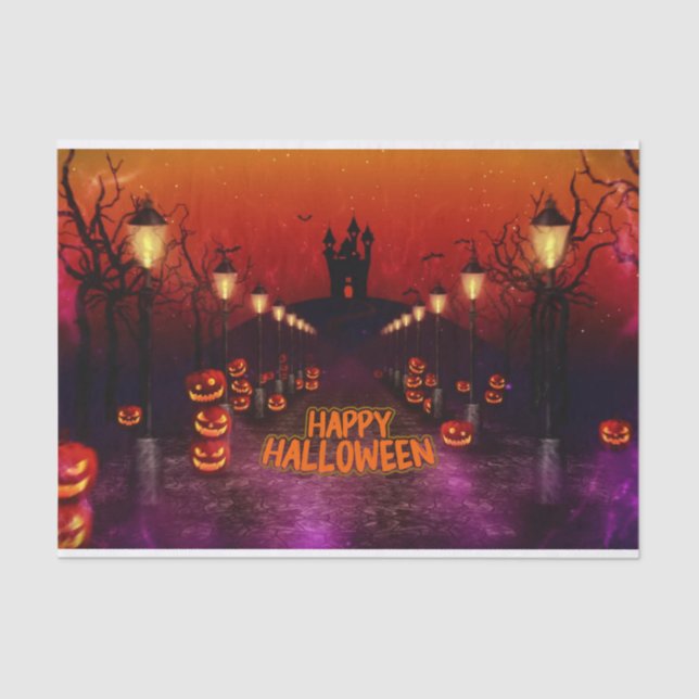 Papel De Seda Feliz Halloween Spooky Assombrado Castelo de Bruxa (Frente )