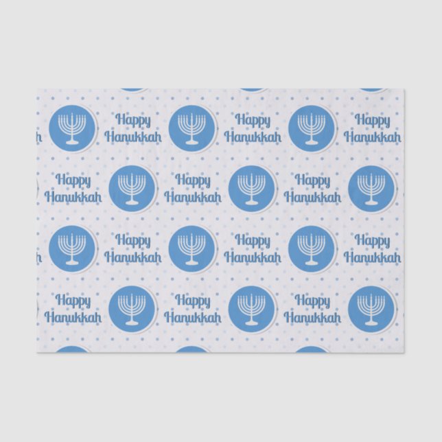 Papel De Seda Feliz Hanukkah Menorah nas Bolinhas (Frente )