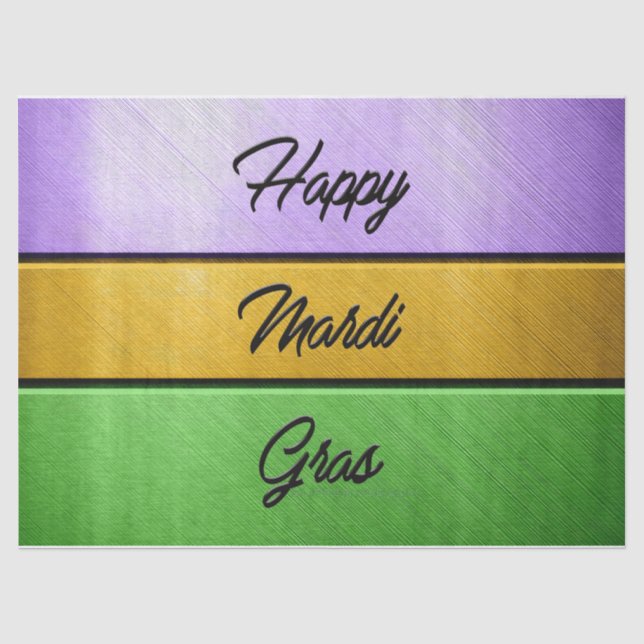 Papel De Seda Feliz Mardi Gras roxo de ouro b (Frente )