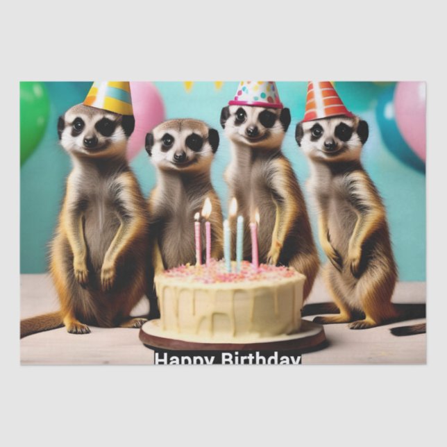 Papel De Seda Feliz Meerkat Birthday, (Frente )