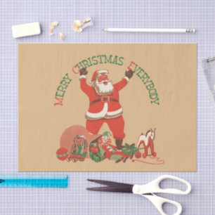 Papel De Seda Feliz Natal a Todos! Santa Claus Vintage