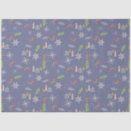 Papel De Seda Feliz Natal Árvores Desenhadas à Mão Flores de Nev