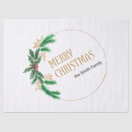 Papel De Seda Feliz Natal Berries Wreath