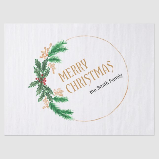 Papel De Seda Feliz Natal Berries Wreath (Frente )