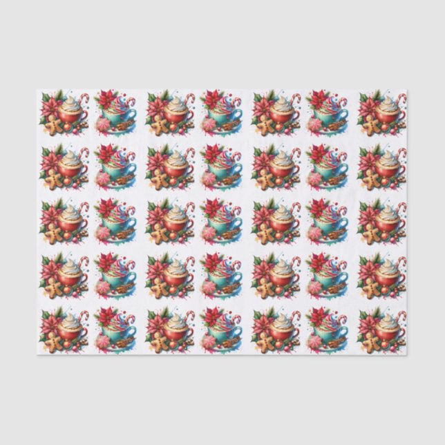 Papel De Seda Feliz Natal Cacau Quente e Biscoitos (Frente )