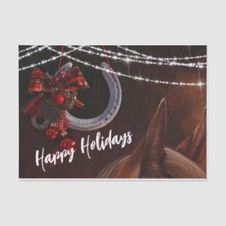 Papel De Seda Feliz Natal Cavalo e Ferradura de Natal