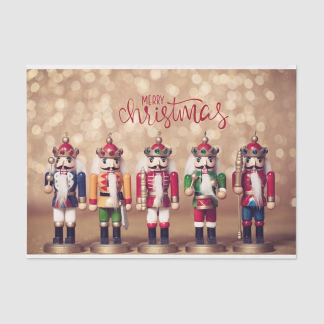 Papel De Seda Feliz Natal Coloridos Nutcrackers (Frente )