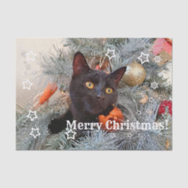 Papel De Seda Feliz Natal de Gato Preto, Decoupage