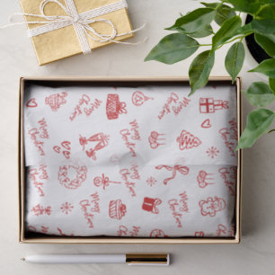 Papel De Seda Feliz Natal Desenho à Mão Doodle Caprichoso