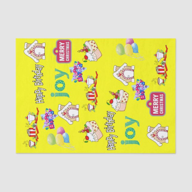 Papel De Seda Feliz Natal Feliz Documento de Aniversário (Frente )