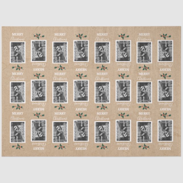 Papel De Seda Feliz Natal Festivo Foto Personalizada - Kraft (Frente )