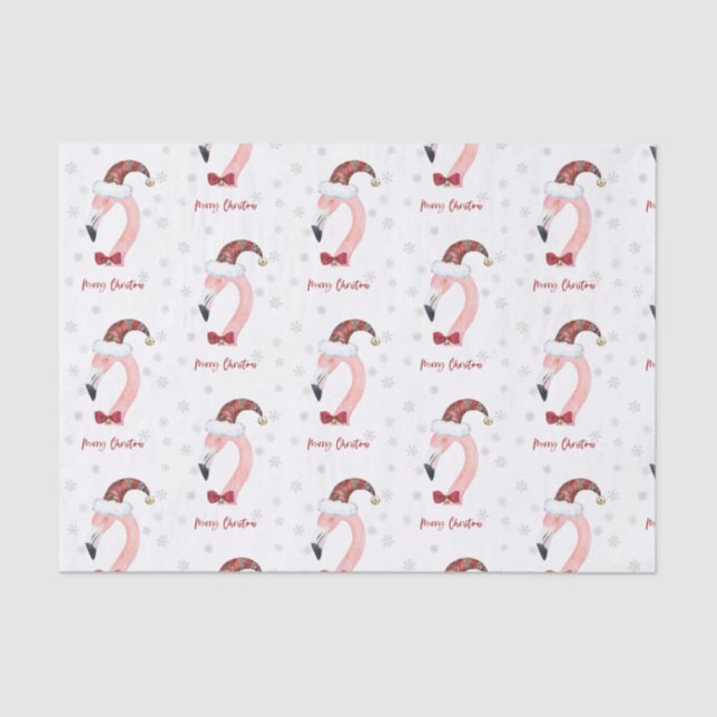 Papel De Seda Feliz Natal Flamingo Papais noeis Natal Moderno (Frente )