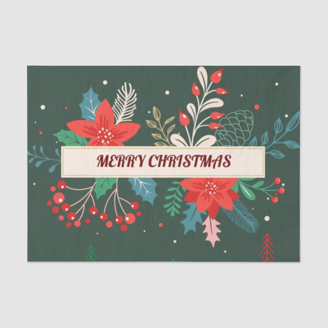 Papel De Seda Feliz Natal Floral (Frente )