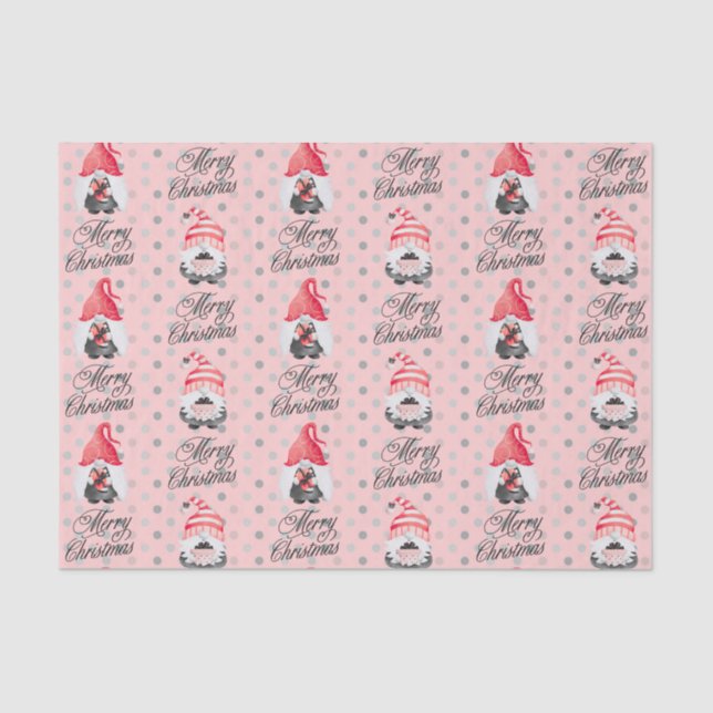 Papel De Seda Feliz Natal Gnomos E Tecidos (Frente )