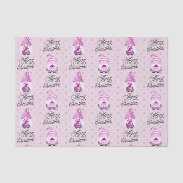 Papel De Seda Feliz Natal Gnomos E Tecidos (Frente )