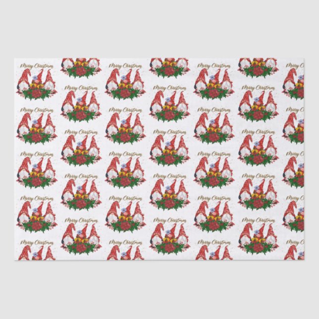 Papel De Seda Feliz Natal Gnomos Trendy Adorable Holiday (Frente )