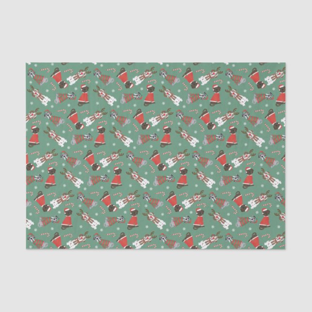 Papel De Seda Feliz Natal - Grande Dane Dogs (Frente )