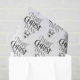 Papel De Seda Feliz Natal Letreiro Caligráfico Cristão