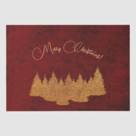 Papel De Seda Feliz Natal - minimalista - árvores de abeto doura