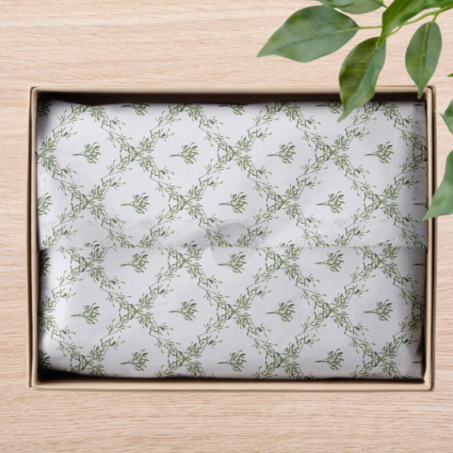 Papel De Seda Feliz Natal Mistletoe Natal Greenery Floral (Criador carregado)