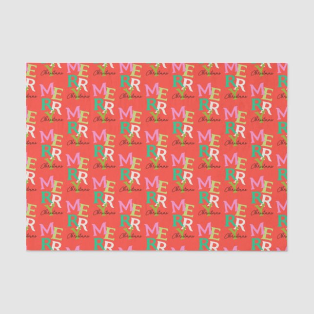 Papel De Seda Feliz Natal Moderno Brilhante Feriado (Frente )