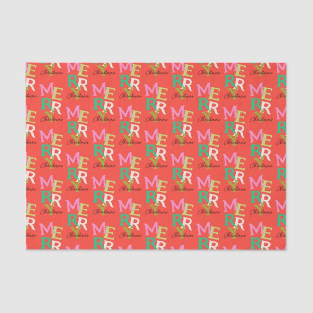 Papel De Seda Feliz Natal Moderno Feriado Brilhante (Frente )