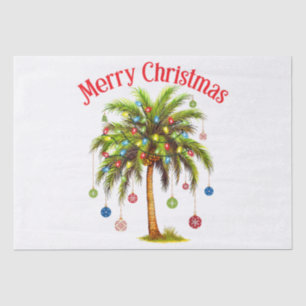Papel De Seda Feliz Natal Palm Tree Light Havaiana Tropical