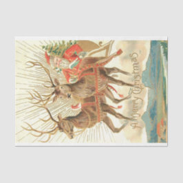 Papel De Seda Feliz Natal (Papais noeis e sua Reindeer)